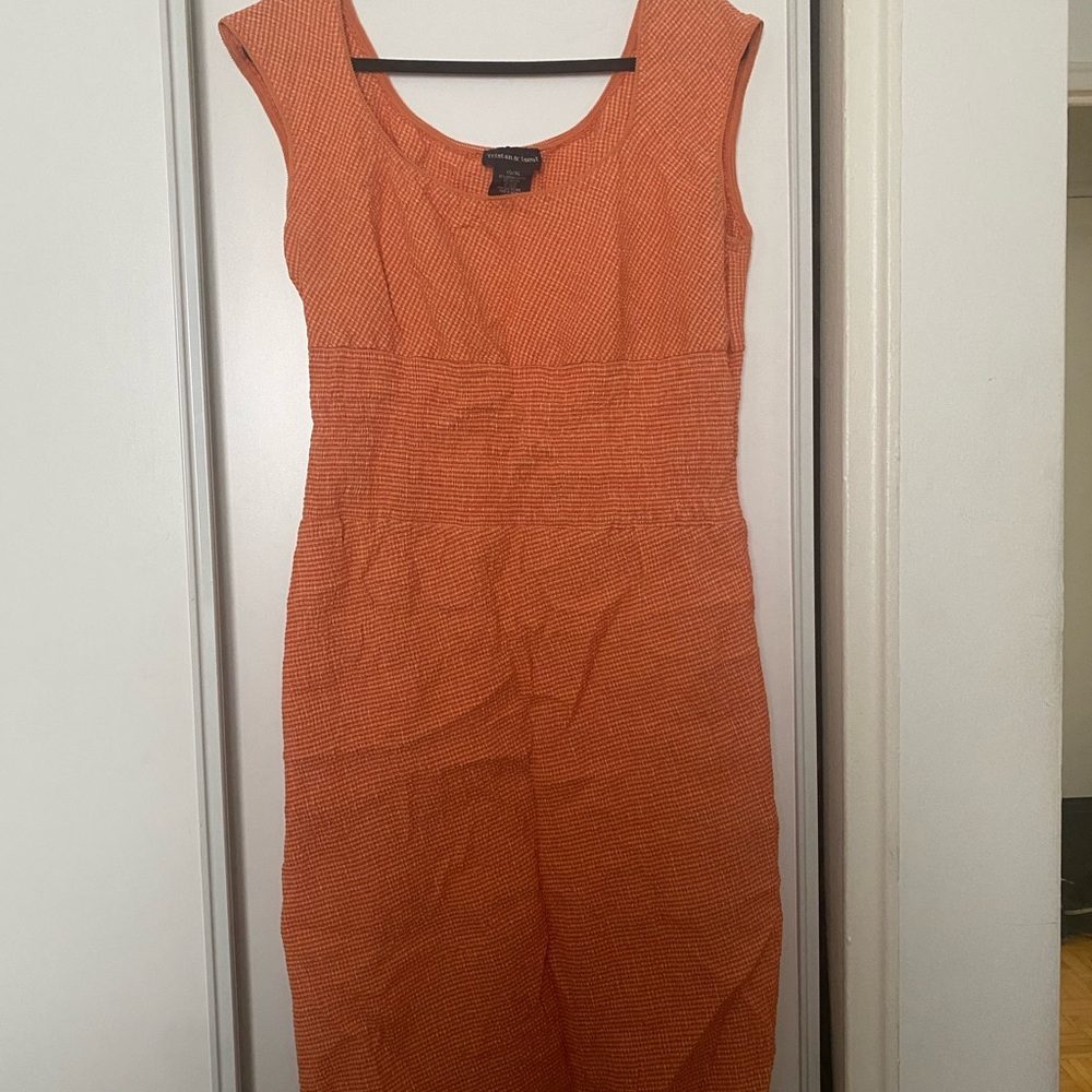 Textured Orange cap sleeve summer Dress